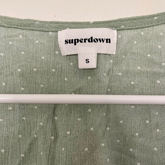 Revolve Mini Wrap Dress in Sage Polka Dot - Picture 14 of 15